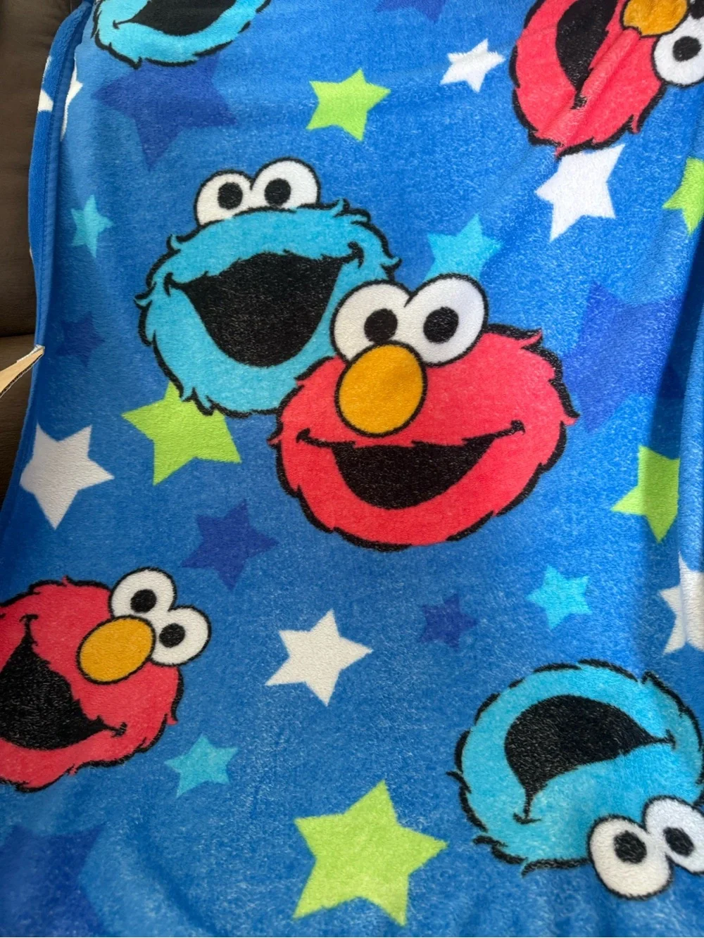 Sesame Street Elmo Cookie Monster Blue Blanket 30x45